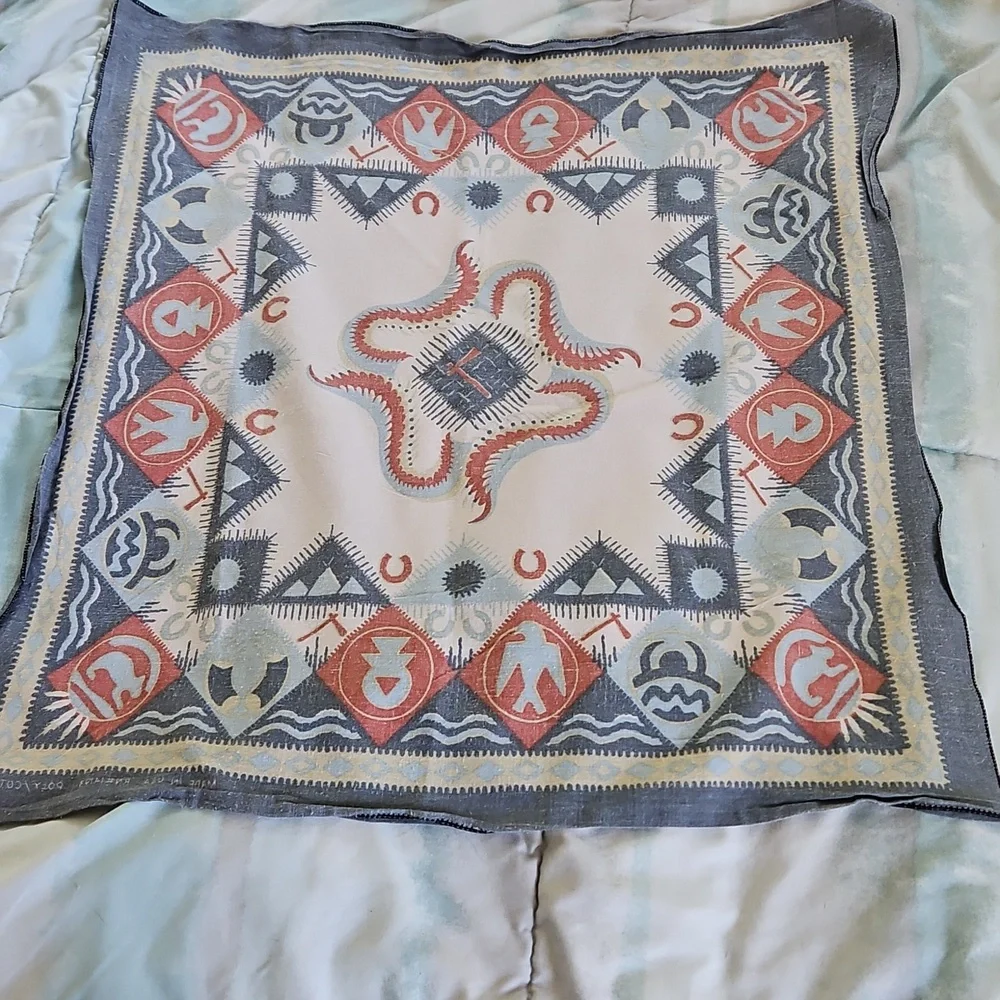 Vintage Southwestern Native American Bandana Made In The USA